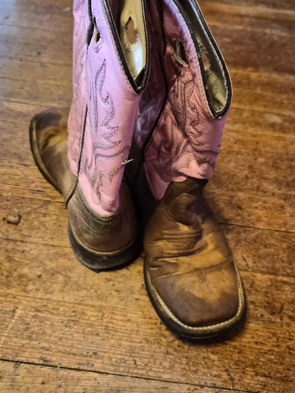 Ole West Pink & Brown Western Boots Little Girls Size 2–3